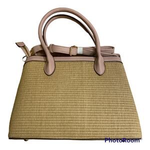 Kim Rogers Womens Wicker Straw Satchel Shoulder Purse Crossbody Bag Brown Boho